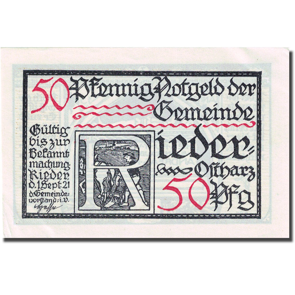 Banknote, Germany, Rieder, 50 Pfennig, personnage 5, 1921 UNC(63) Mehl:1122.2a