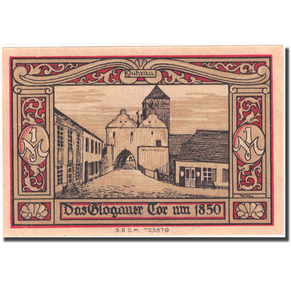 Banknote, Germany, Guhrau, 1 Mark, château, 1922, UNC(63), Mehl:496.1a
