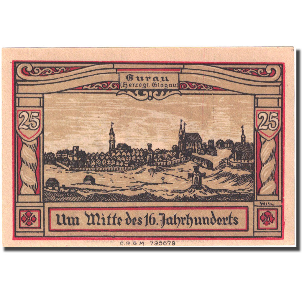 Banknote, Germany, Guhrau, 25 Pfennig, chateau 1, 1922, UNC(63), Mehl:496.1a