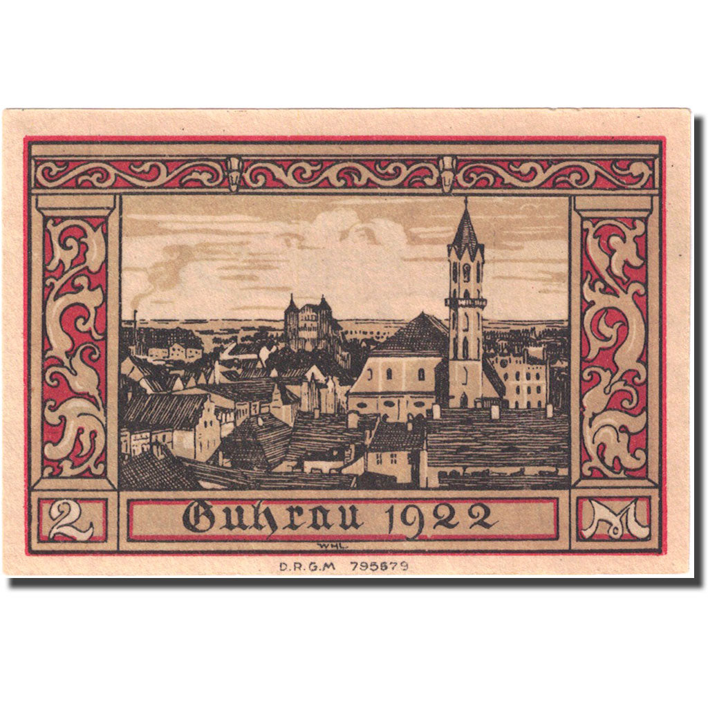 Banknote, Germany, Guhrau, 2 Mark, Eglise, 1922, UNC(63), Mehl:496.1a
