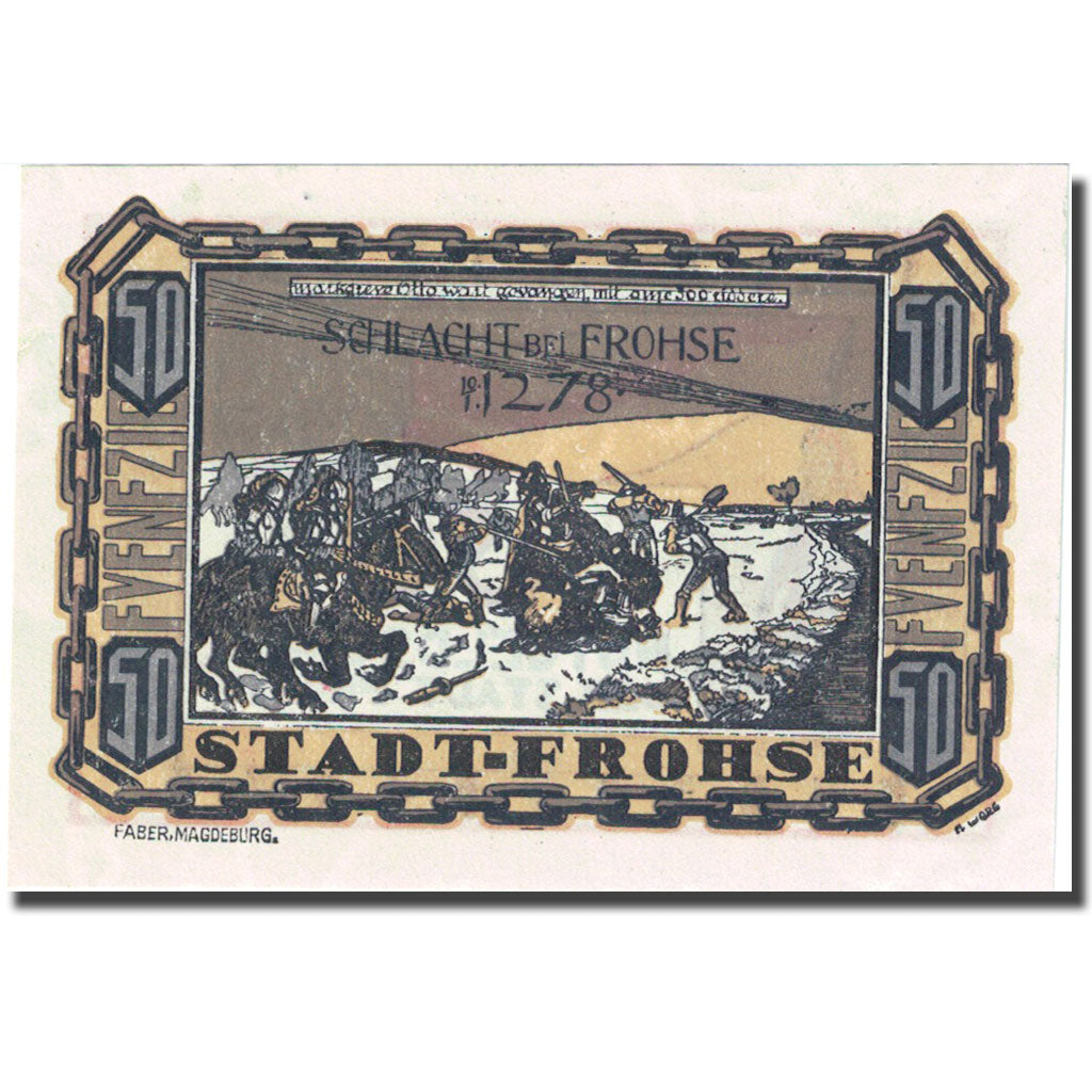 Banconote, Germania, Frohse, 50 Pfennig, chevalier 1921-05-01 SPL Mehl:397.1