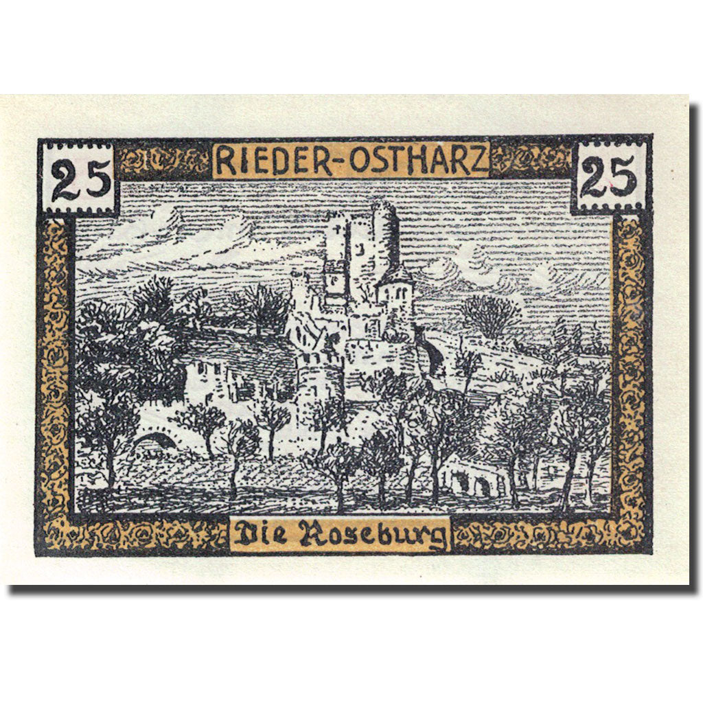 Banknote, Germany, Rieder, 25 Pfennig, château, 1921 UNC(63) Mehl:1122.1a