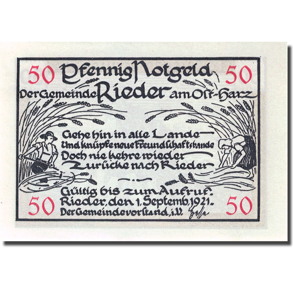 Banknote, Germany, Rieder, 50 Pfennig, ruine, 1921 UNC(63) Mehl:1122.1a
