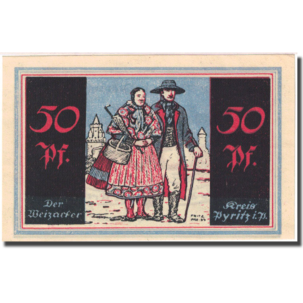 Banknote, Germany, Pyritz, 50 Pfennig, personnage, 1921 UNC(63) Mehl:1082.1b