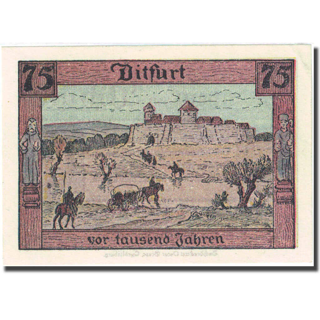 Banknote, Germany, Ditfurt, 75 Pfennig, château 1921-07-01, UNC(63) Mehl:275.1