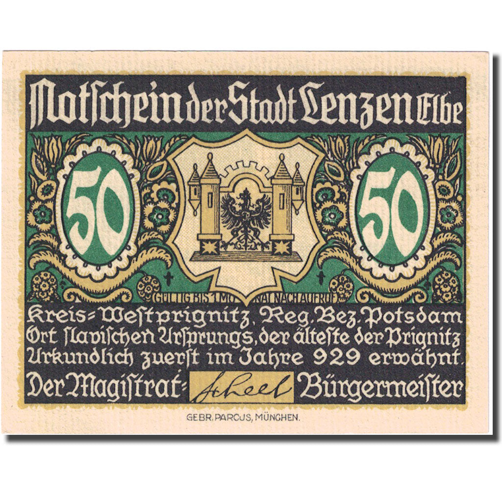 Banknote, Germany, Lenzen, 50 Pfennig, vache, 1922, UNC(63), Mehl:792.1
