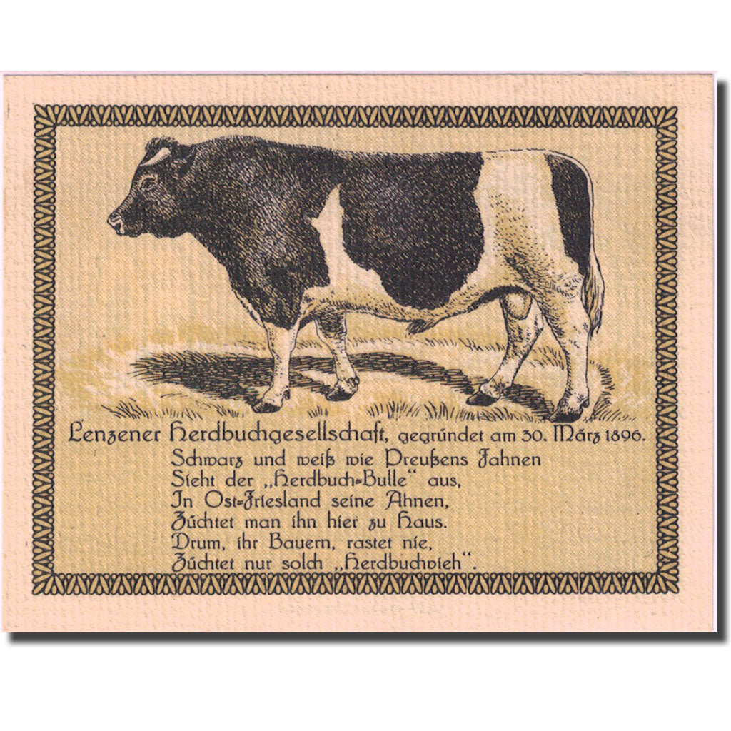 Banknote, Germany, Lenzen, 50 Pfennig, vache, 1922, UNC(63), Mehl:792.1