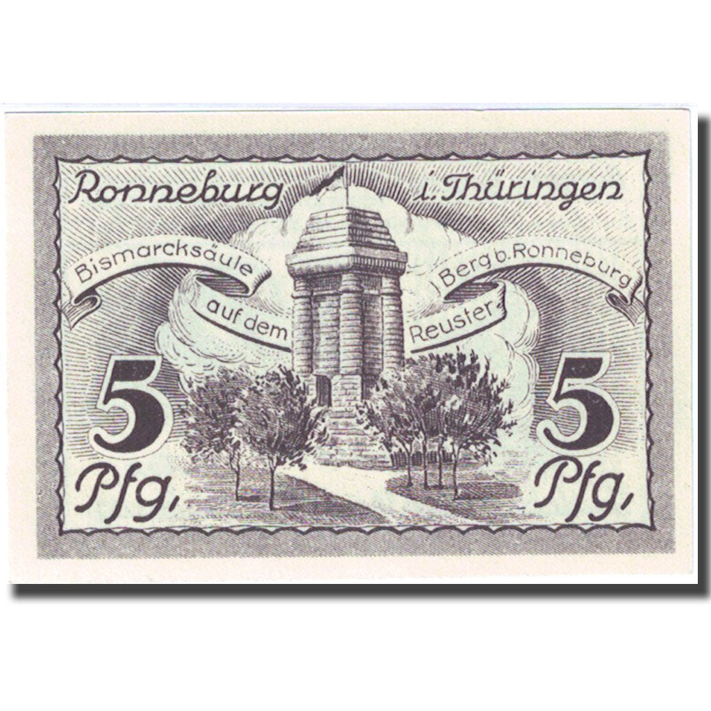 Banknote, Germany, Ronneburg, 5 Pfennig, Blason, 1921 UNC(63) Mehl:1133.1a