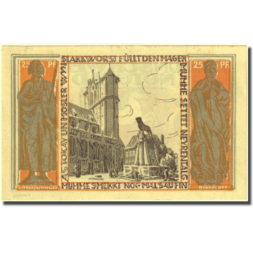 Banknote, Germany, Brauns, 25 Pfennig, Eglise, 1921 UNC(60-62) Mehl:155.2d