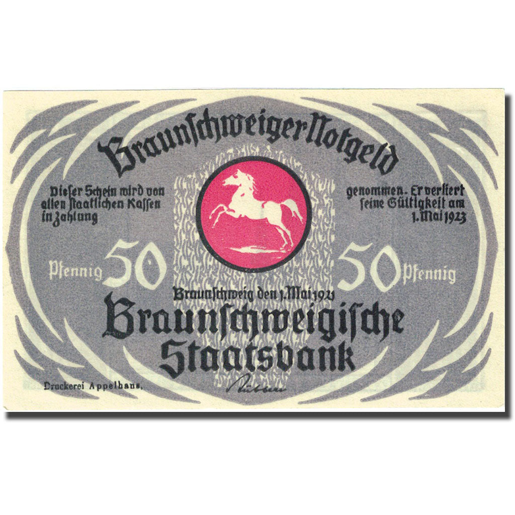 Banknote, Germany, Brauns, 50 Pfennig, Eglise, 1921 UNC(63) Mehl:155.2g