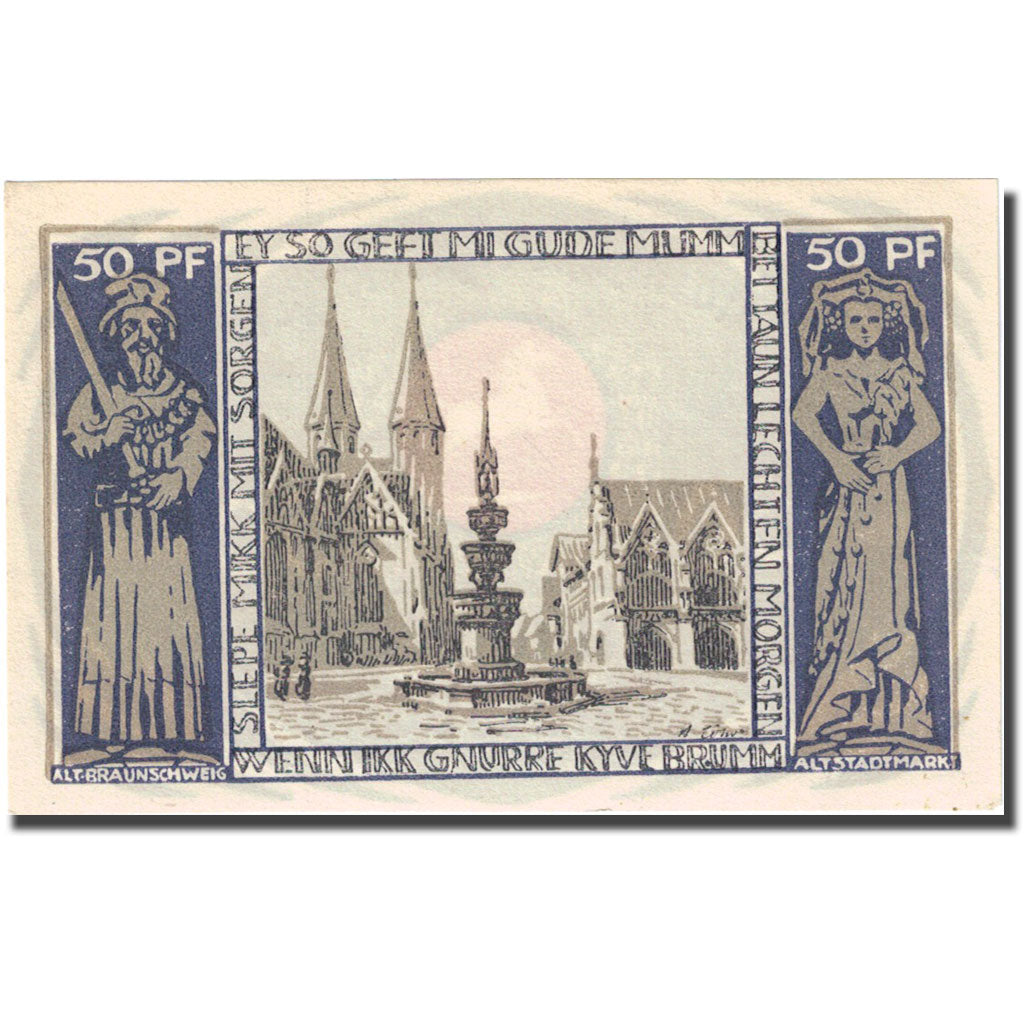 Banknote, Germany, Brauns, 50 Pfennig, Eglise, 1921 UNC(63) Mehl:155.2g