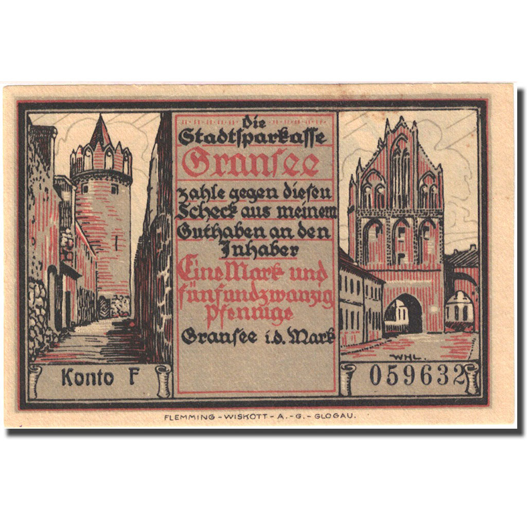 Banknote, Germany, Gransee, 1.25 Mark, chevalier, 1920, UNC(60-62), Mehl:465.1a