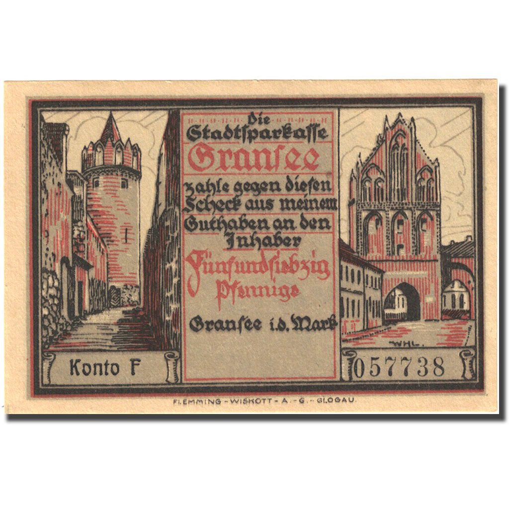 Banknote, Germany, Gransee, 75 Pfennig, personnage 3, 1920, UNC(63), Mehl:465.1a