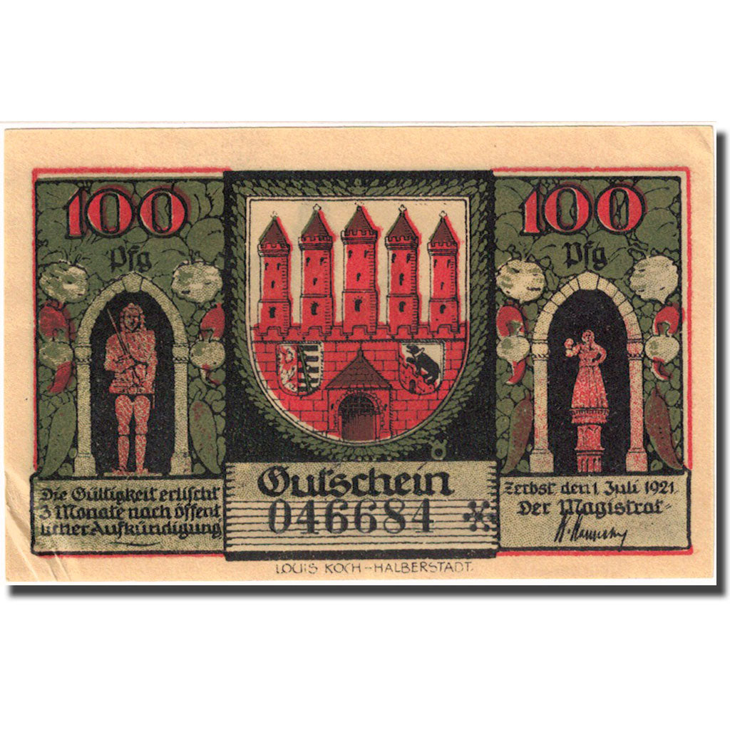 Banknote, Germany, Zerbst, 1 Mark, marché, 1921-07-01, AU(55-58) Mehl:1469.2a