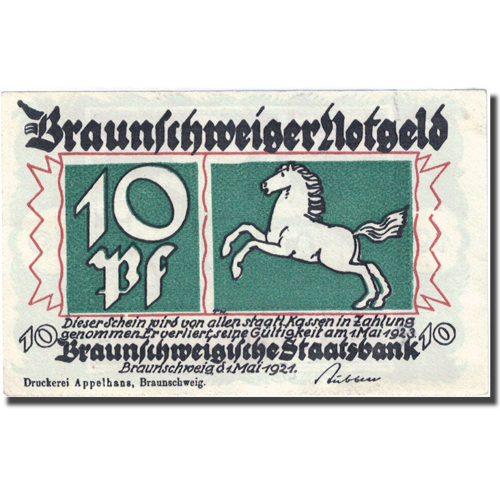 Banknote, Germany, Brauns, 10 Pfennig, château, 1921 AU(55-58) Mehl:155.4a