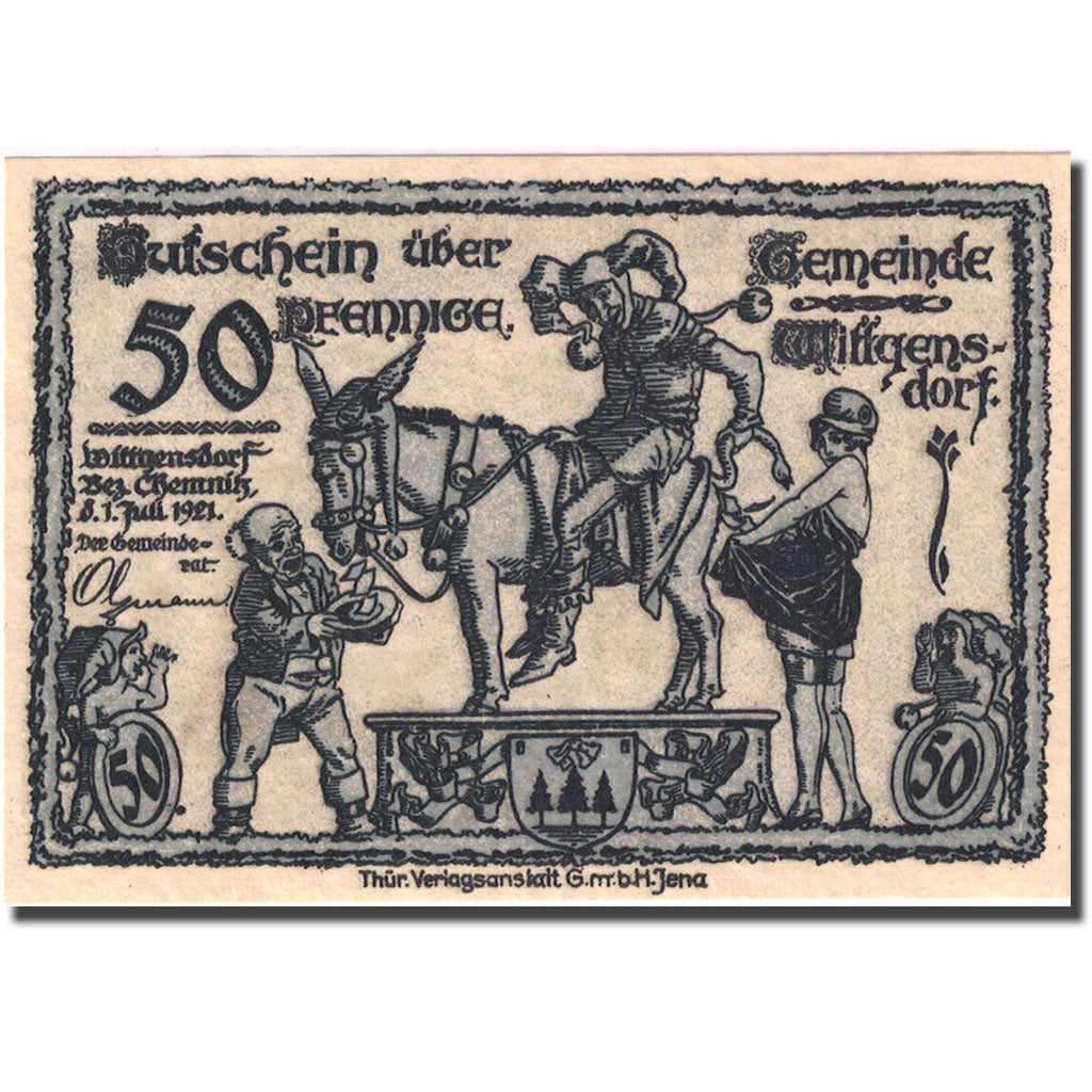 Banknote, Germany, Wittgensdorf, 50 Pfennig, Usine, 1921 UNC(63) Mehl:1446.1