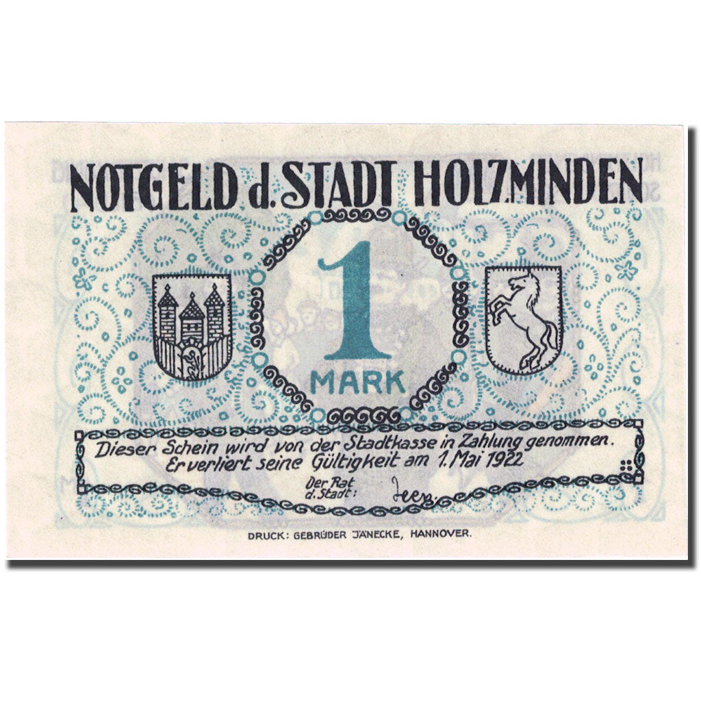 Banknote, Germany, Holzminden, 1 Mark, personnage 3, 1922 UNC(63) Mehl:625.1