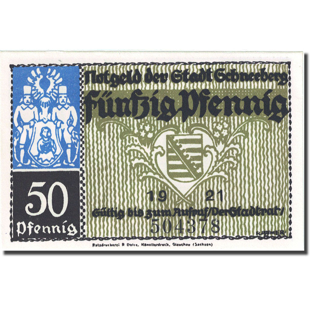 Banknote, Germany, Schneeberg 50 Pfennig, village 1, 1921, UNC(63), Mehl:1190.1a