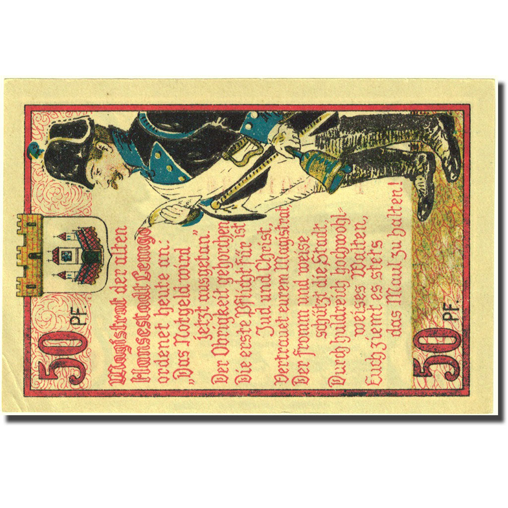 Banknote, Germany, Lemgo, 50 Pfennig, paysage, 1921 UNC(60-62) Mehl:789.3