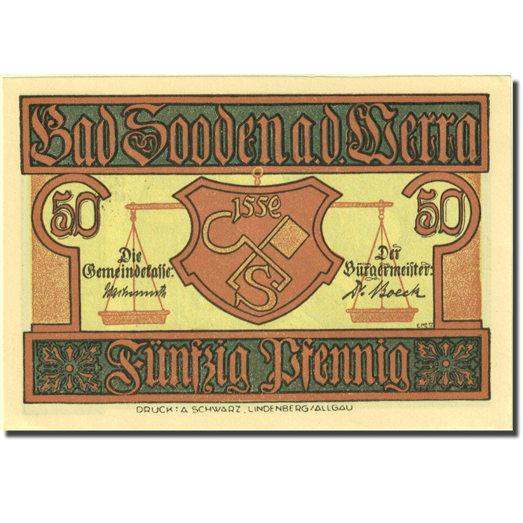 Banconote, Germania, Sooden, 50 Pfennig, Eglise, 1921, SPL, Mehl:1246.1i