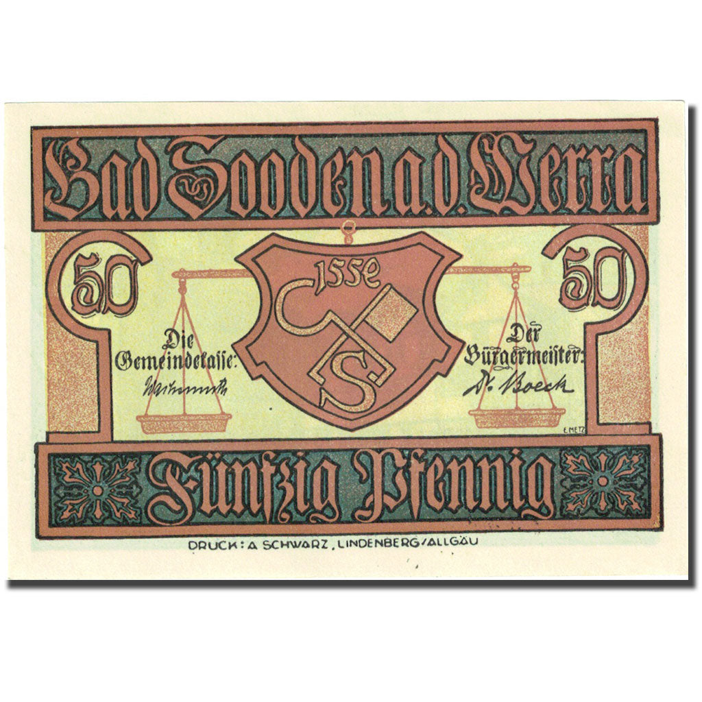 Banknote, Germany, Sooden, 50 Pfennig, Eglise 1, 1921, UNC(63), Mehl:1246.1m