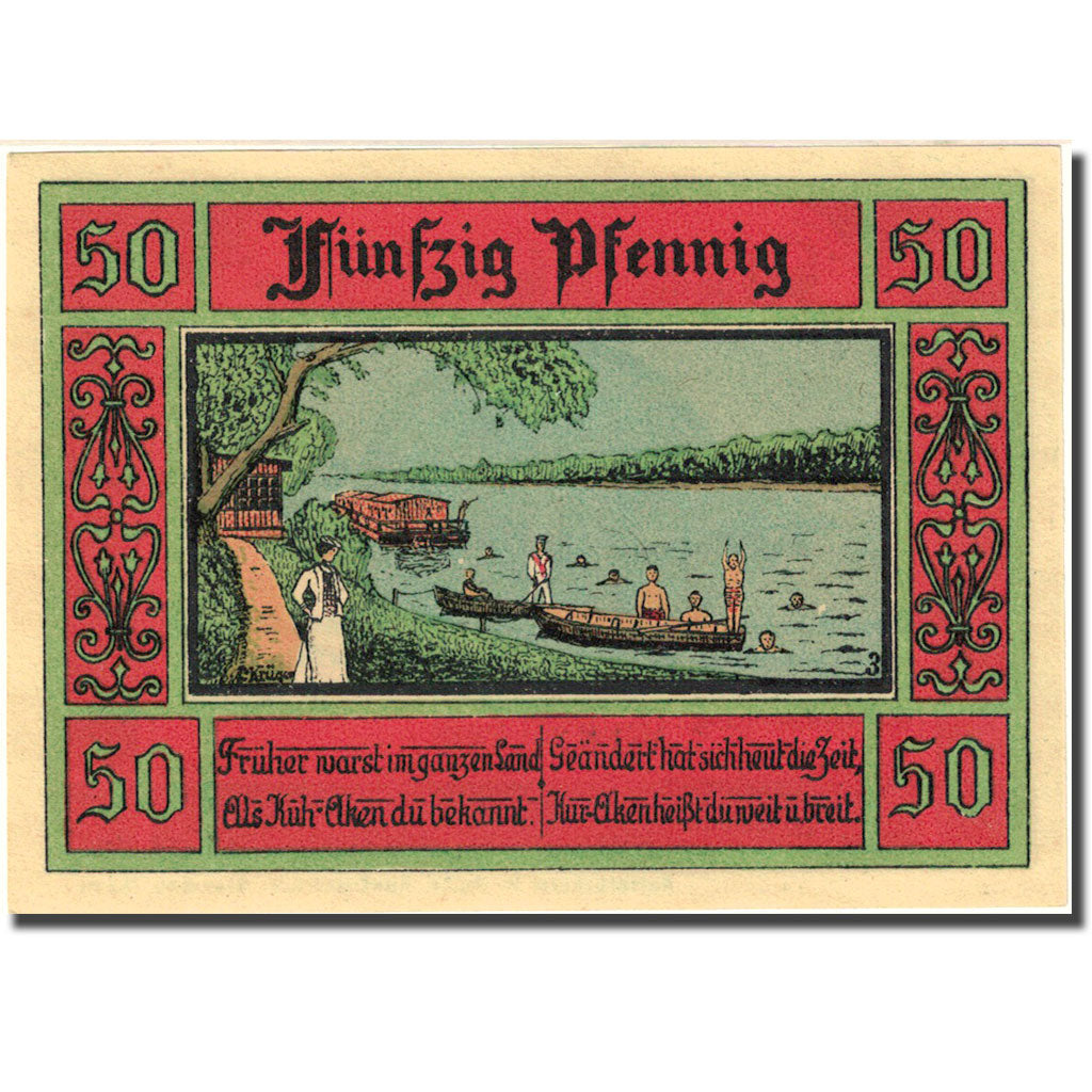 Banknote, Germany, Aken, 50 Pfennig, lac, 1921, UNC(63), Mehl:8.2a