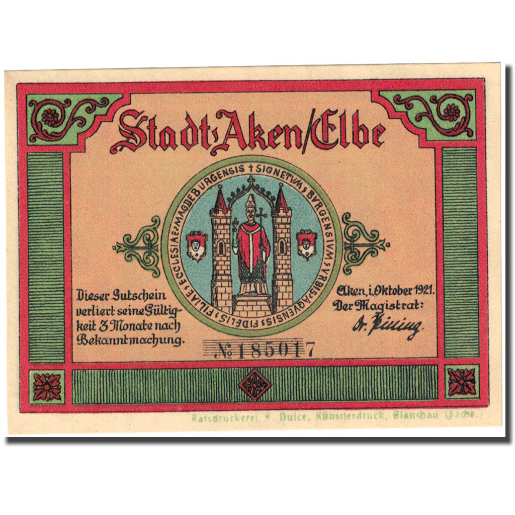 Banconote, Germania, Aken, 75 Pfennig, mairie, 1921, SPL, Mehl:8.2a