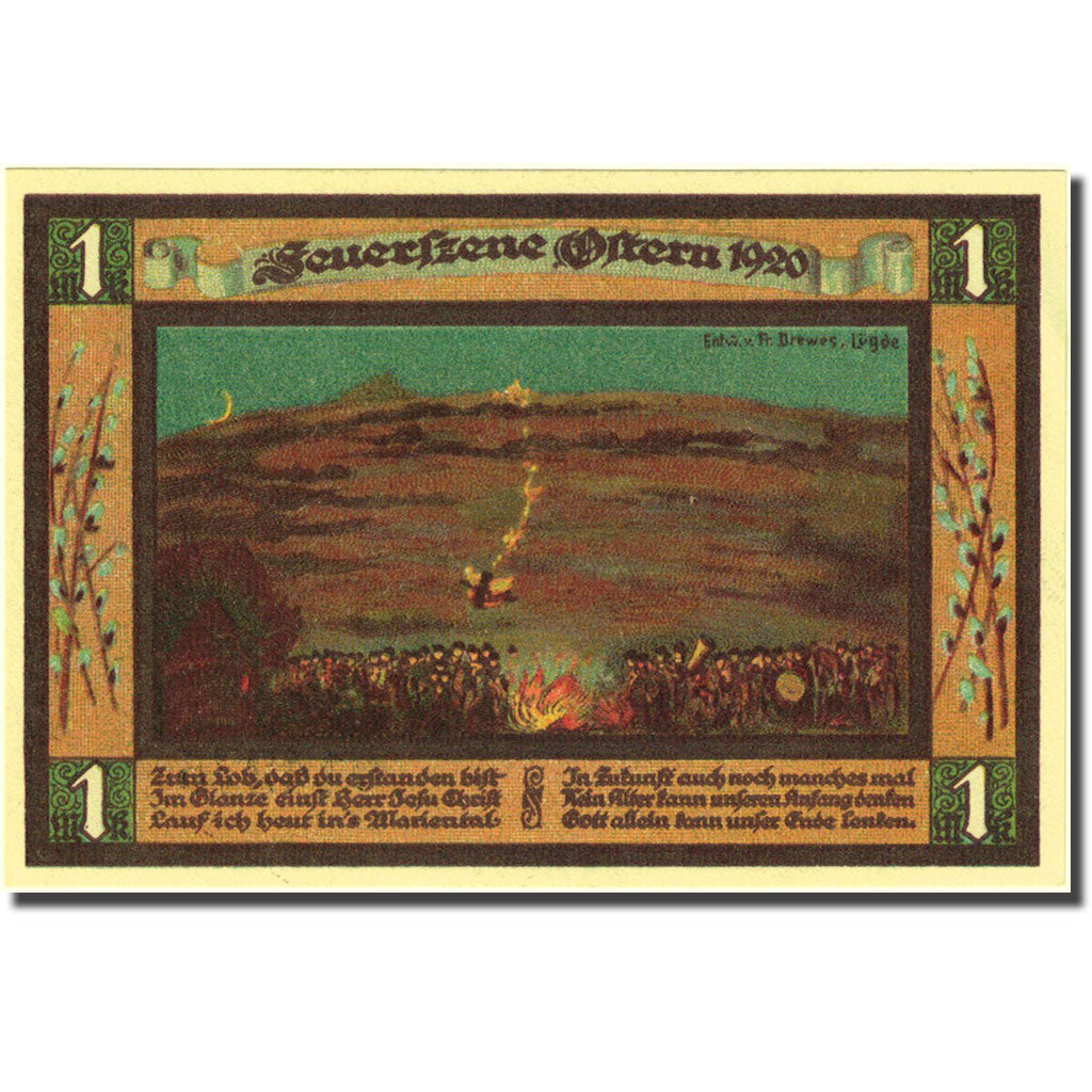 Banconote, Germania, Lugde, 1 Mark, Incendie, 1921, 1921-02-16, SPL, Mehl:838.1