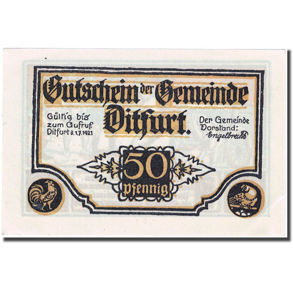 Banconote, Germania, Ditfurt, 50 Pfennig, personnage 3, 1921 SPL- Mehl:275.2