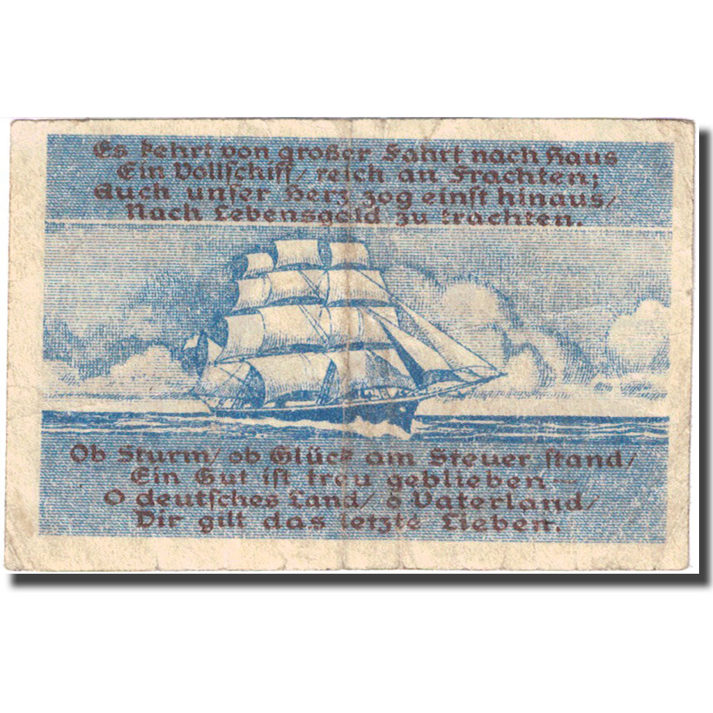 Biljet, Duitsland, Blankenese, 10 Pfennig, bateau, 1921 TB Mehl:115.1a