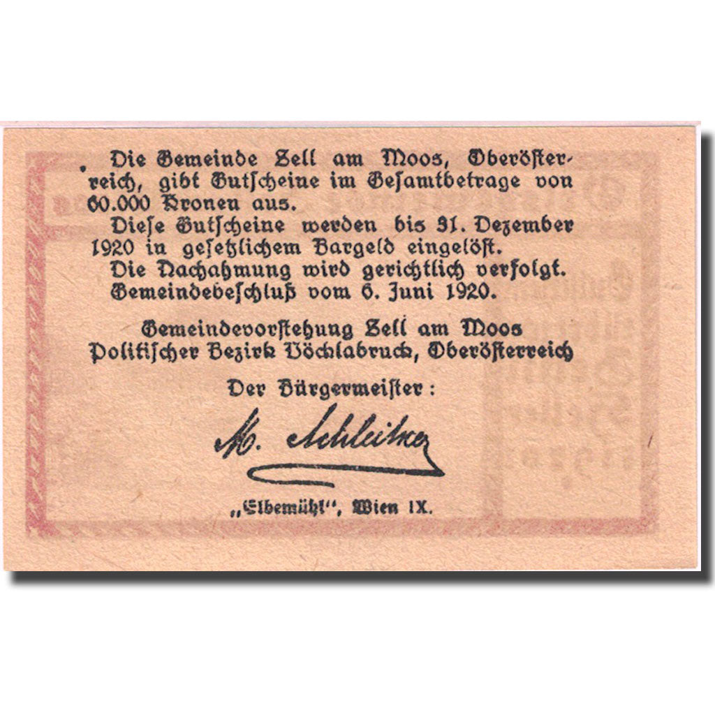 Banconote, Austria, Zell am Moos, 10 Heller chalet 1920-12-31, SPL, Mehl:FS 1268