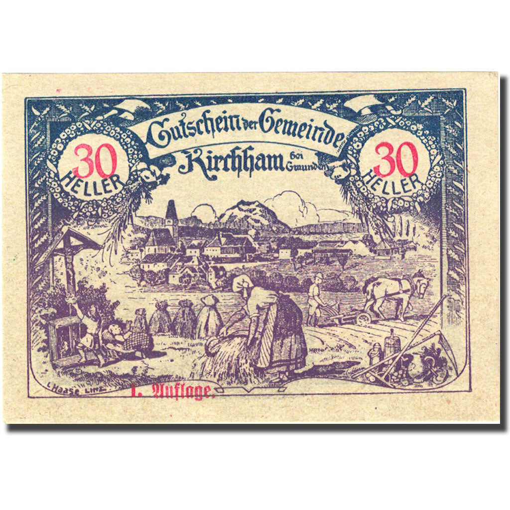 Banknot, Austria, Kirchham, 30 Heller, village 1, 1920, 1920-05-09, UNC(63)
