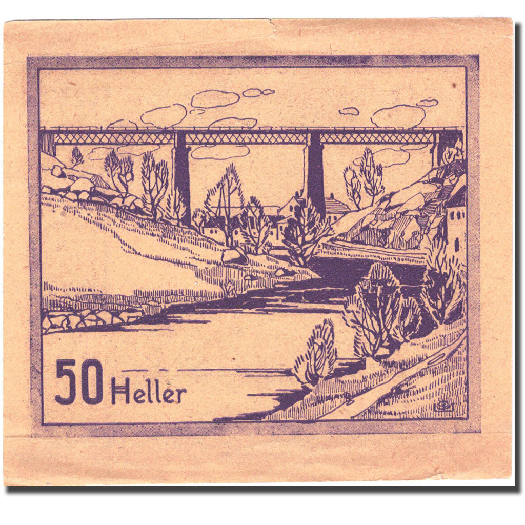 Billet, Autriche, Prägarten, 50 Heller, village, 1920 TB+ violet Mehl:FS 777a