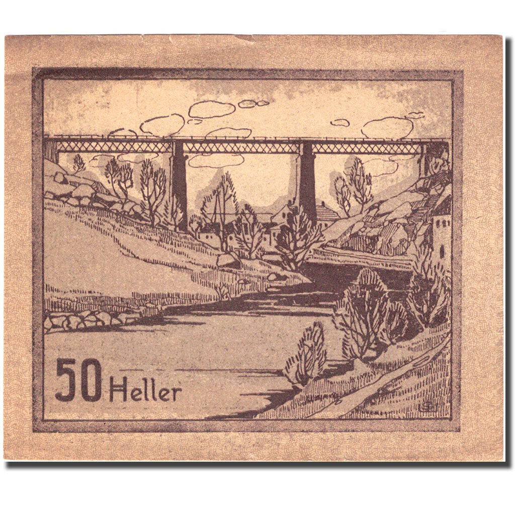 Geldschein, Österreich, Prägarten, 50 Heller, village 1, SS braun Mehl:FS 777a