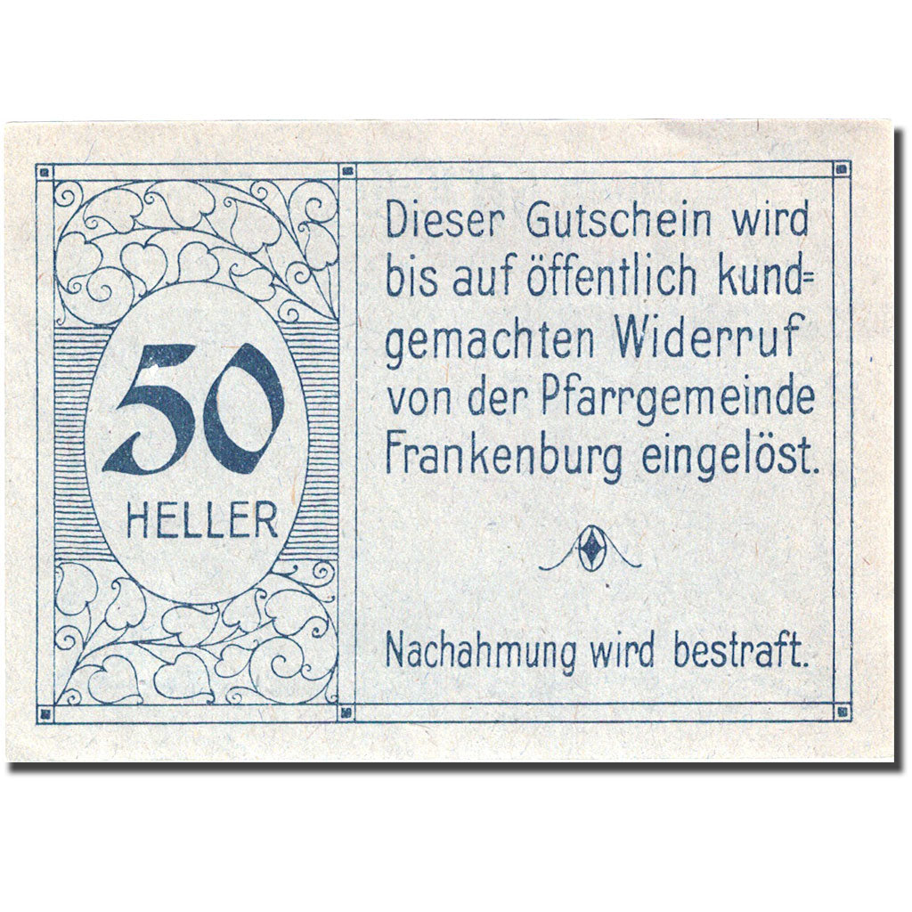 Banconote, Austria, Frankenburg, 50 Heller, Monument, 1920 SPL  Mehl:FS 207b