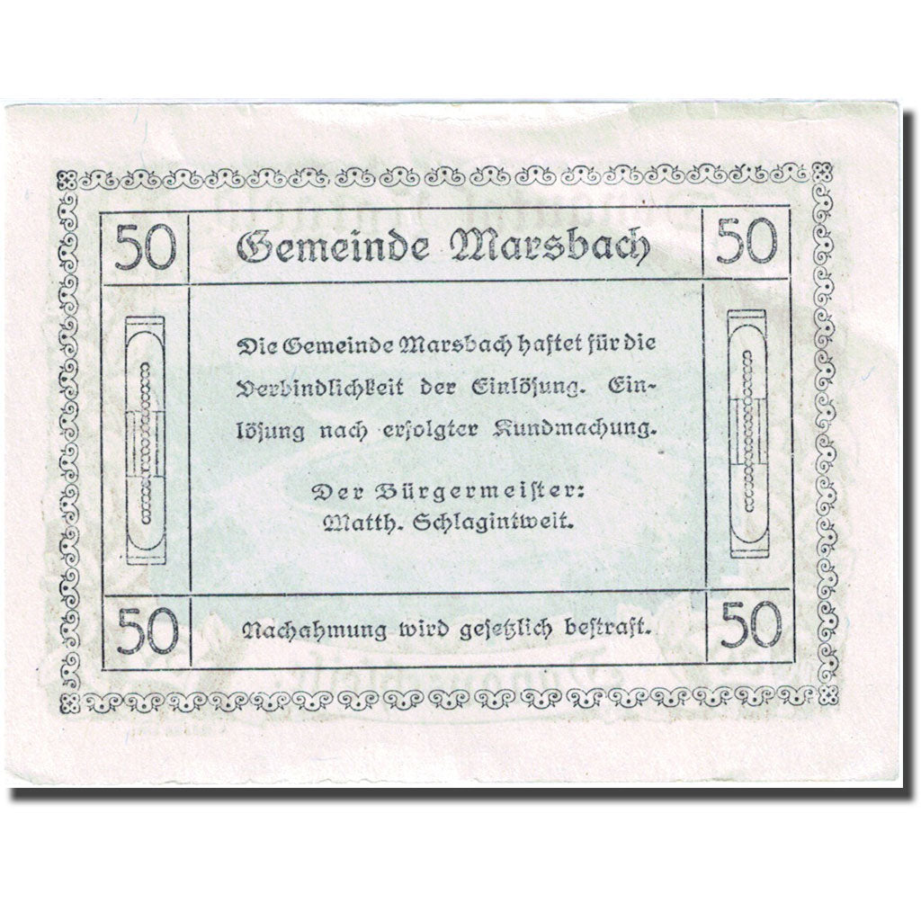 Banconote, Austria, Marsbach, 50 Heller, montagne, 1920 BB  Mehl:FS 127a