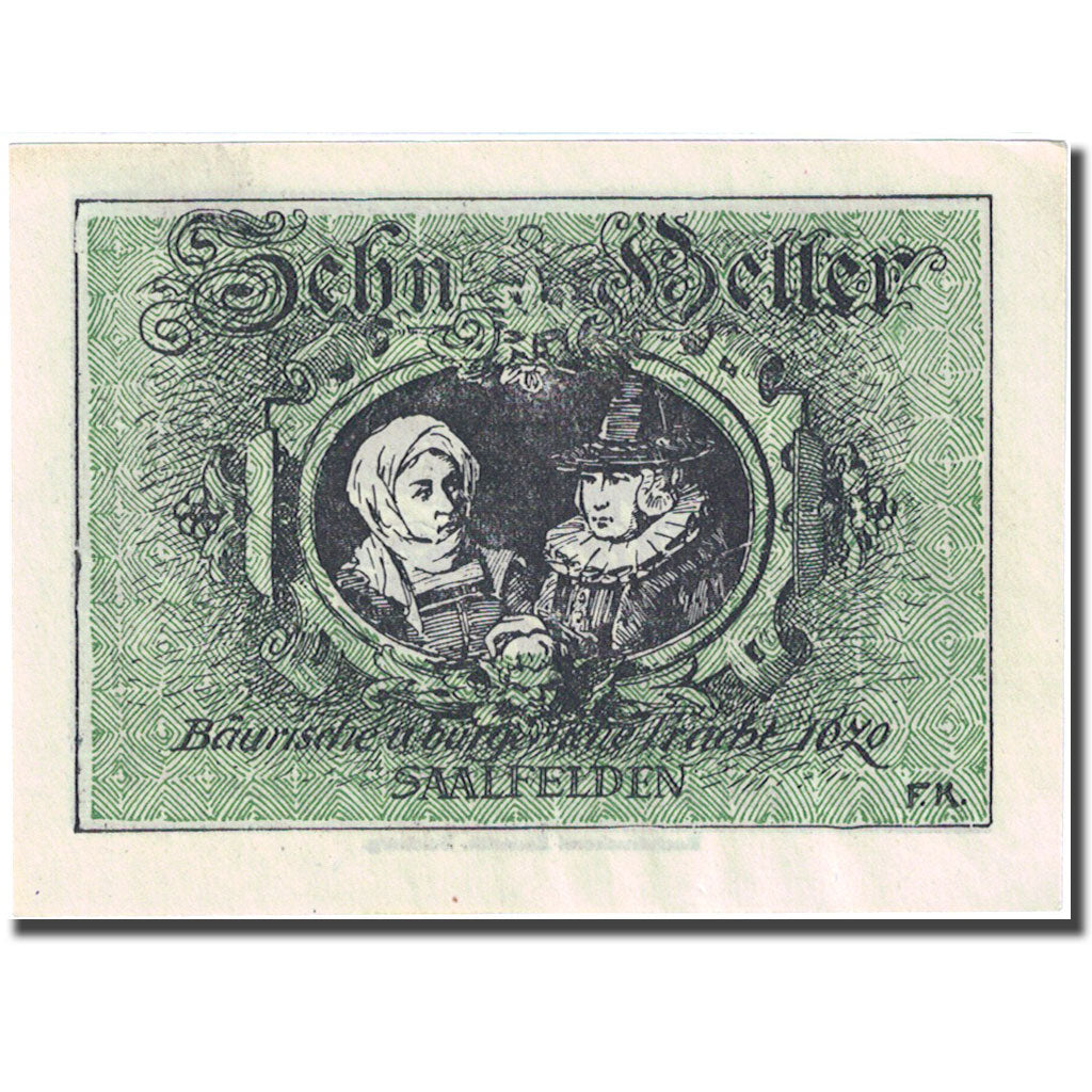 Nota, Áustria, Saalfelden, 10 Heller, château, 1920 AU(55-58) Mehl:FS 859b