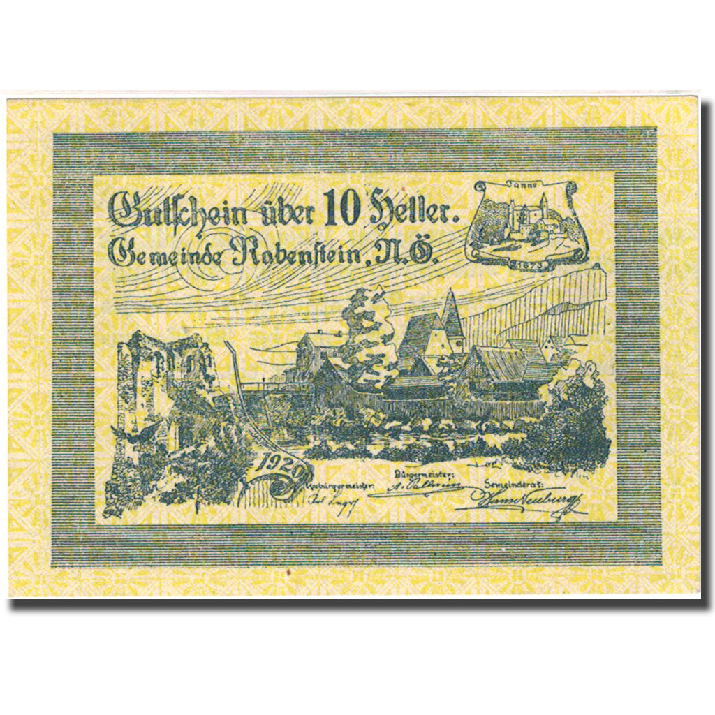 Banconote, Austria, Rabenstein, 10 Heller, village, 1920 SPL Mehl:FS 808Ia