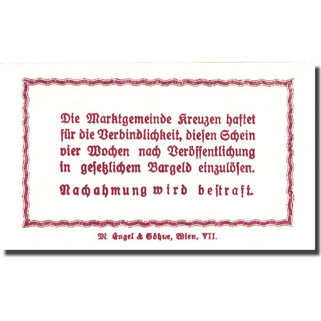 Geldschein, Österreich, Kreuzen, 10 Heller, village, 1920 UNZ- Mehl:FS 479a