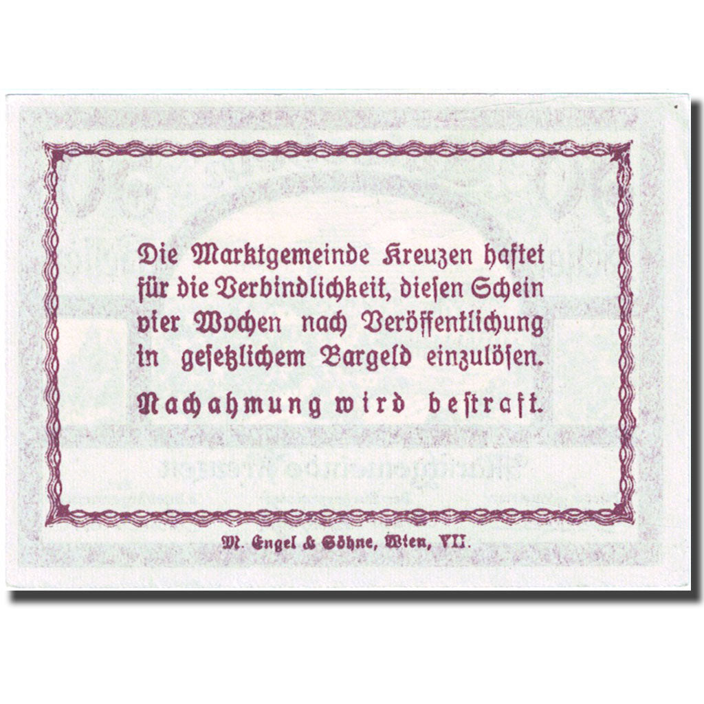 Banconote, Austria, Kreuzen, 50 Heller, paysage, 1920 SPL Mehl:FS 479a