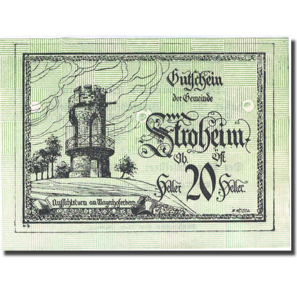Geldschein, Österreich, Stroheim, 20 Heller, tour 1, 1920 UNZ- Mehl:FS 1050Ia