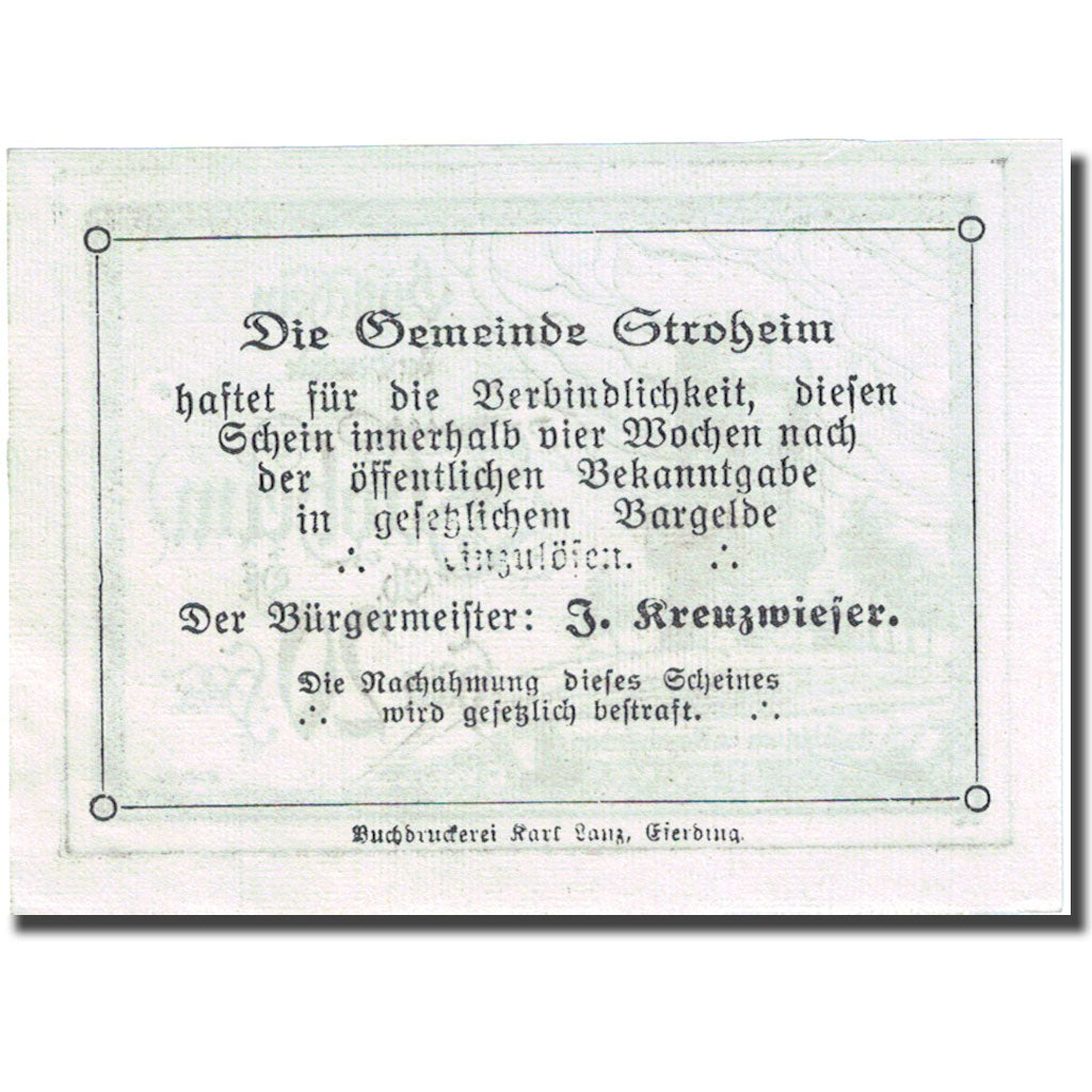 Geldschein, Österreich, Stroheim, 20 Heller, tour 1, 1920 UNZ- Mehl:FS 1050Ia
