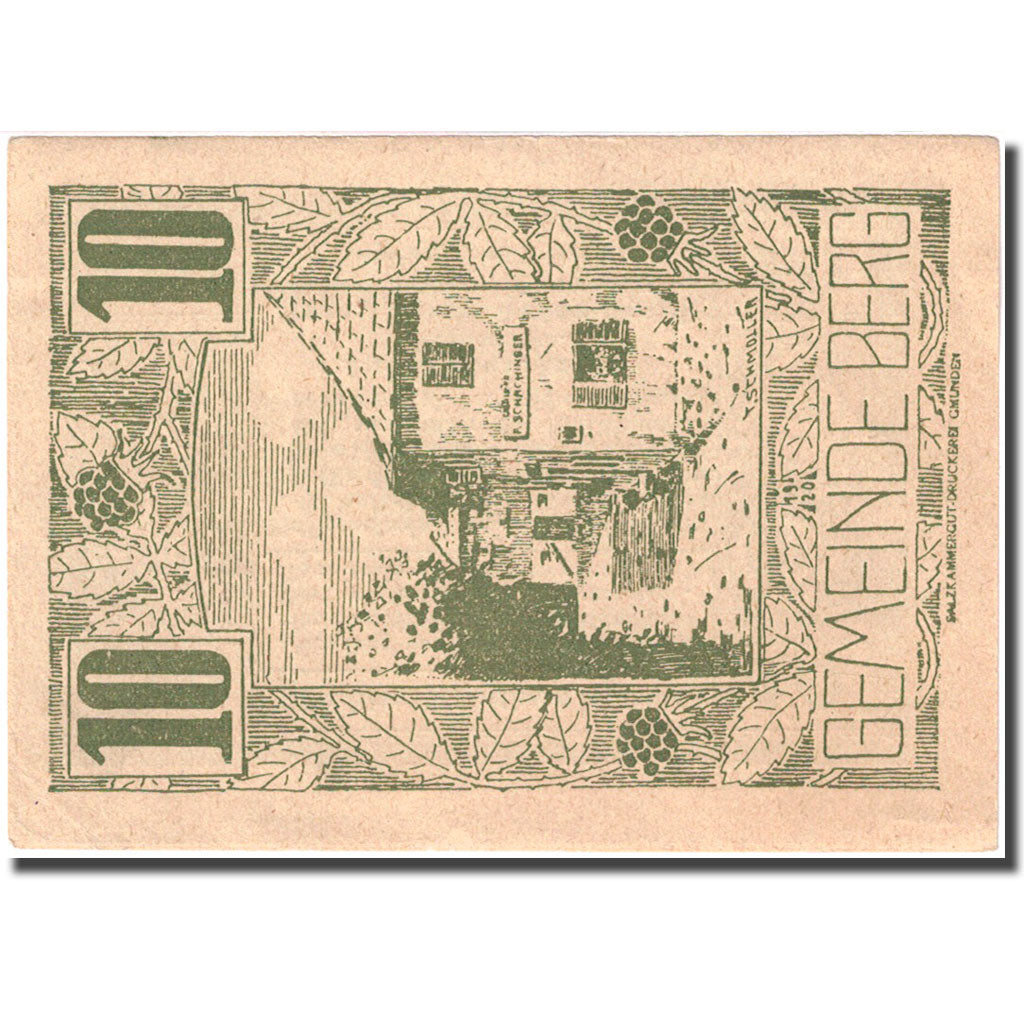 Banconote, Austria, Berg, 10 Heller, ferme, 1920, 1920-06-27, SPL, Mehl:FS 81a