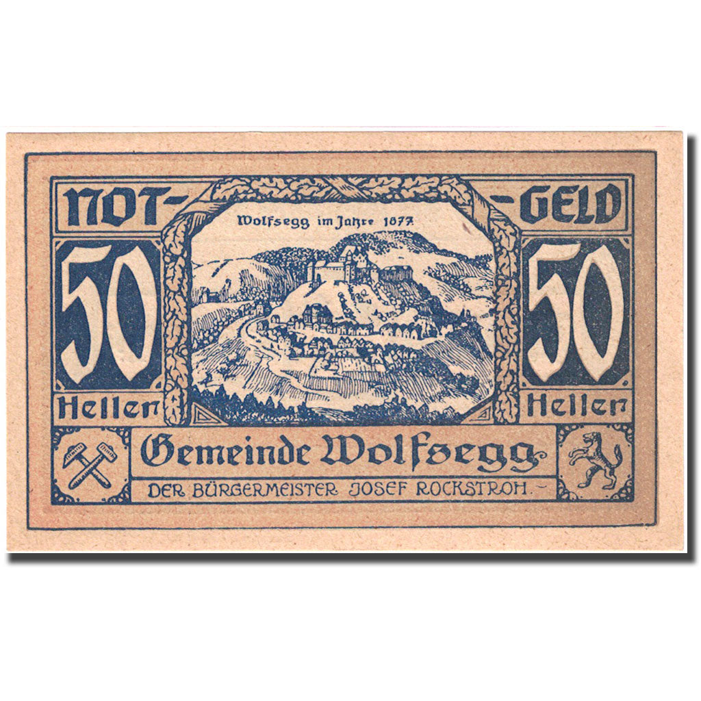 Geldschein, Österreich, Wolfsegg, 50 Heller, château, 1921 UNZ- FS 1250Ia