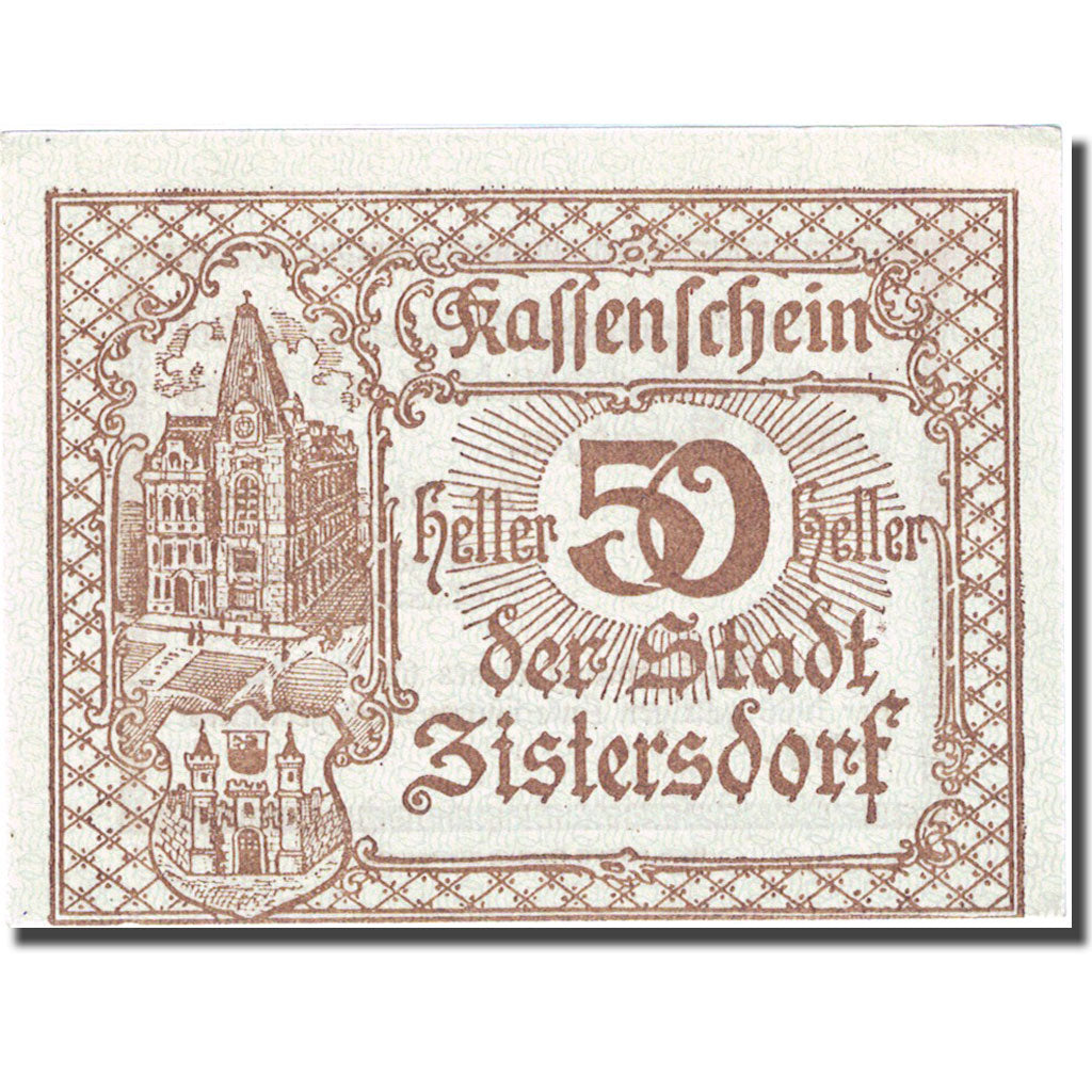 Banconote, Austria, Zistersdorf, 50 Heller, Eglise, 1920 SPL Mehl:FS 1277b