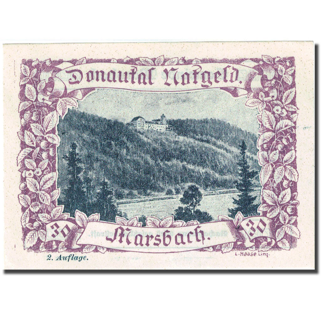 Banconote, Austria, Marsbach, 30 Heller, château, SPL, Mehl:FS 127