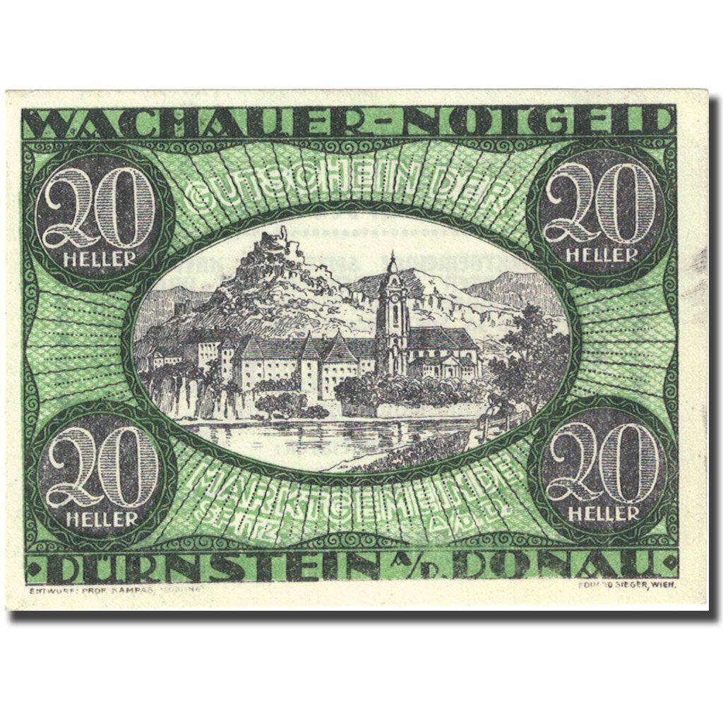 Banconote Austria Durnstein a d Donau  20Heller 1920 SPL green Mehl:FS 1122.3IIc