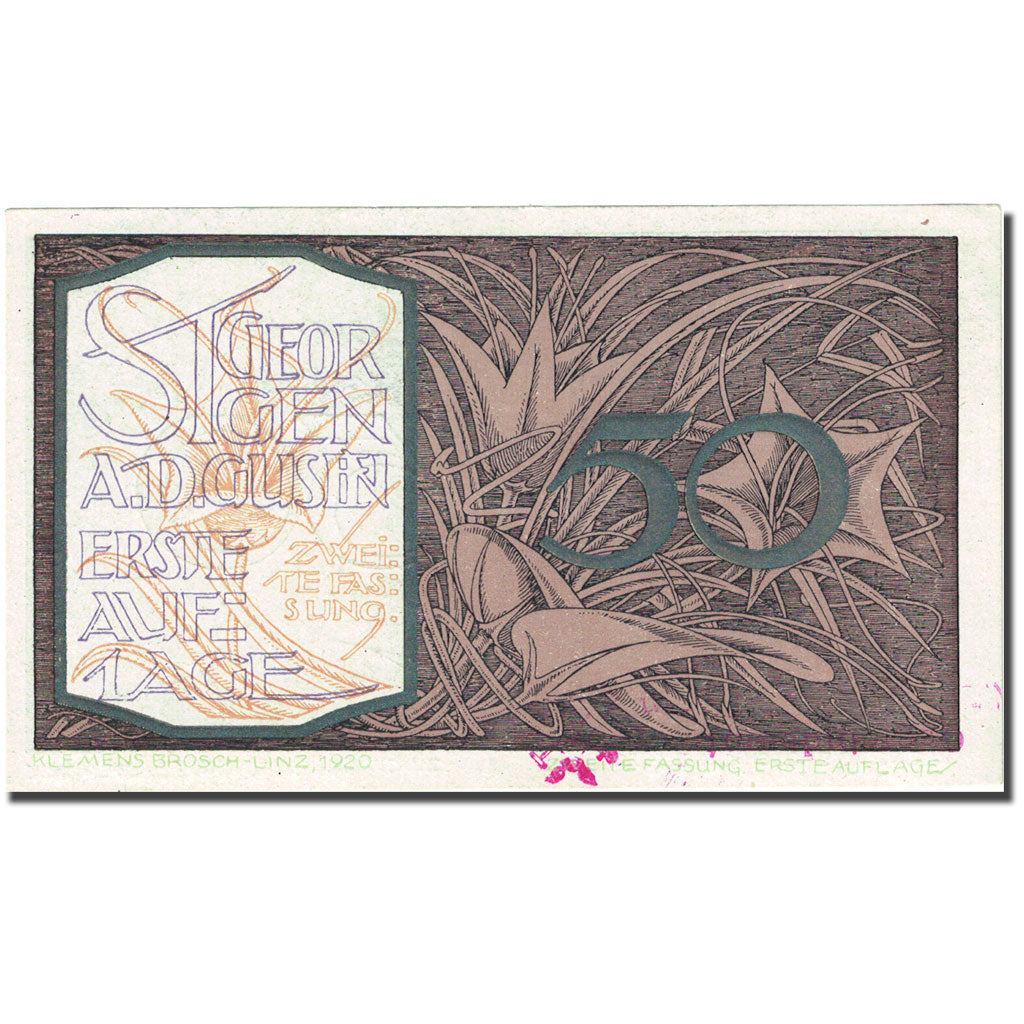 Billet, Autriche, Sankt Georgen, 50 Heller, Fleur, SUP, Mehl:FS 886IIb