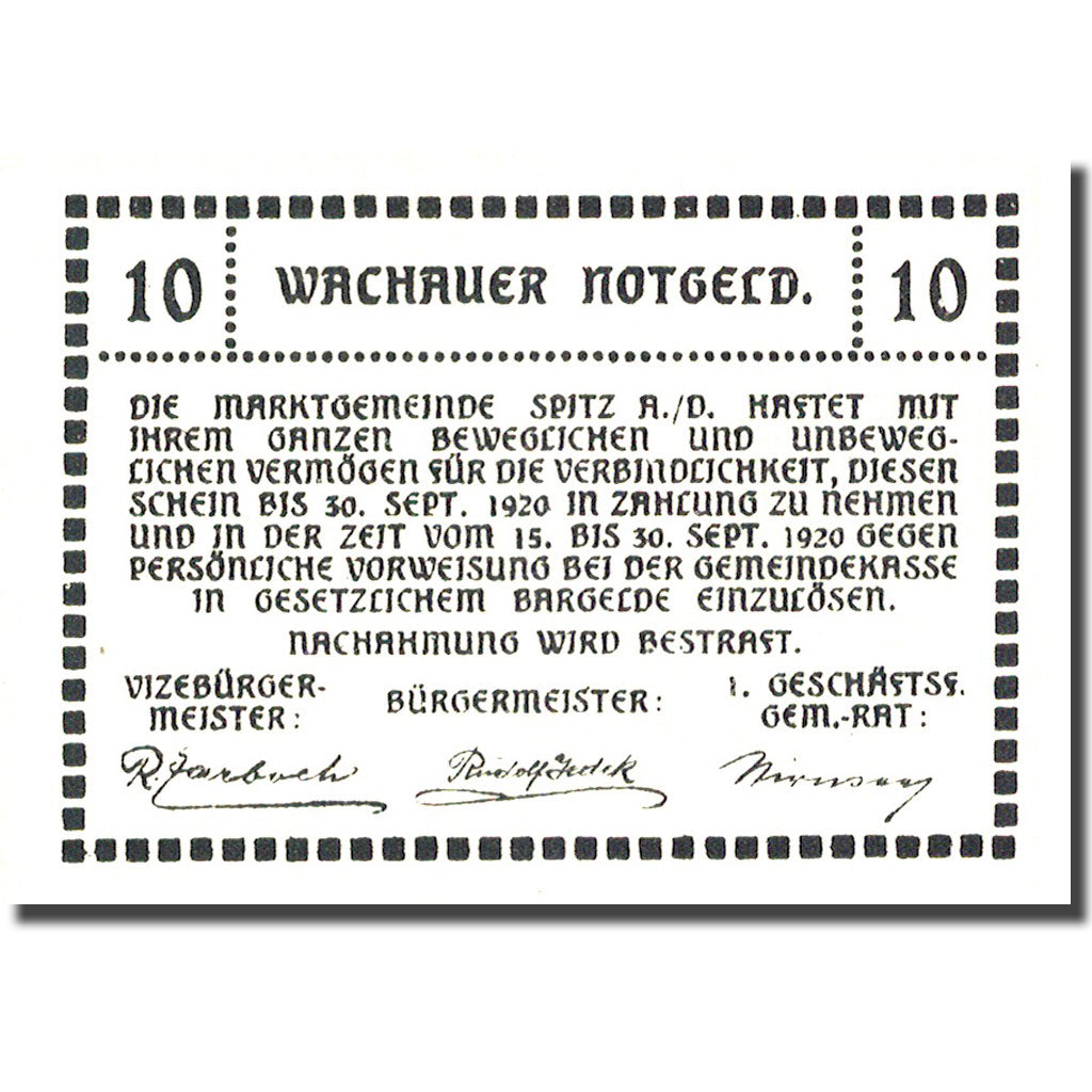 Geldschein, Österreich, Wachauer, 10 Heller, château, 1920 UNZ- FS 1122.2IIc