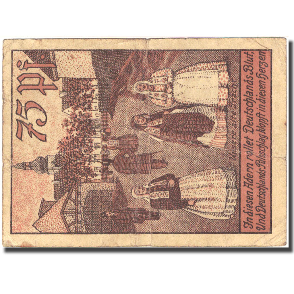 Banconote, Germania, Leobschütz, 75 Pfennig, aigle 1922-12-31 MB Mehl:793.1a